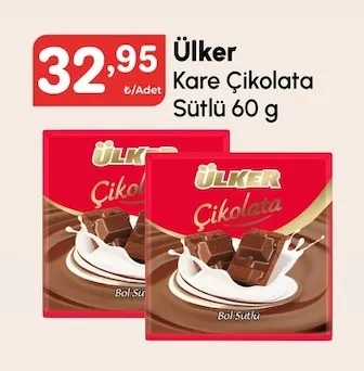 Ülker Kare Çikolata Sütlü 60 G