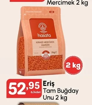 Hasata Kırmızı Mercimek 2 Kg
