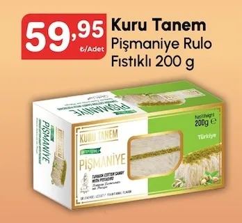 Kuru Tanem Pişmaniye Rulo Fıstıklı 200 G