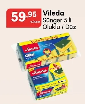 Vileda Sünger 5'Li Oluklu / Düz