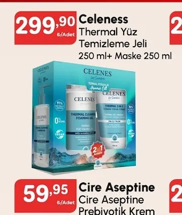 Celeness Thermal Yüz Temizleme Jeli 250 Ml+ Maske 250 Ml