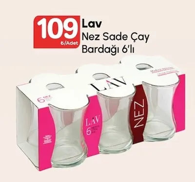Lav Nez Sade Çay Bardağı 6'Lı
