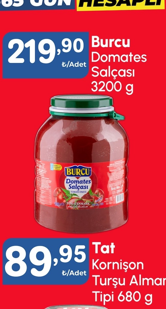 Burcu Domates Salçası 3200 G