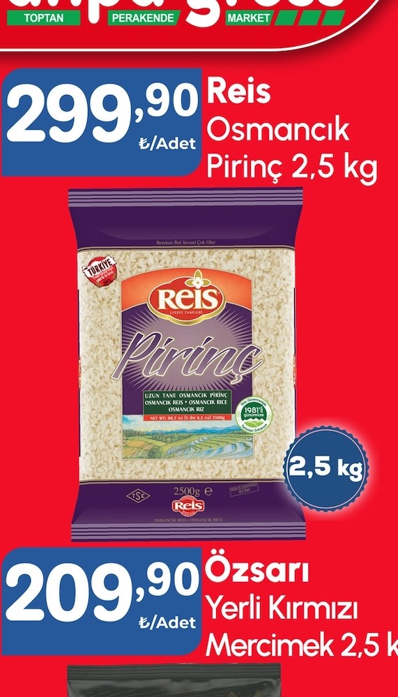 Reis Osmancik Pirinç 2,5 Kg