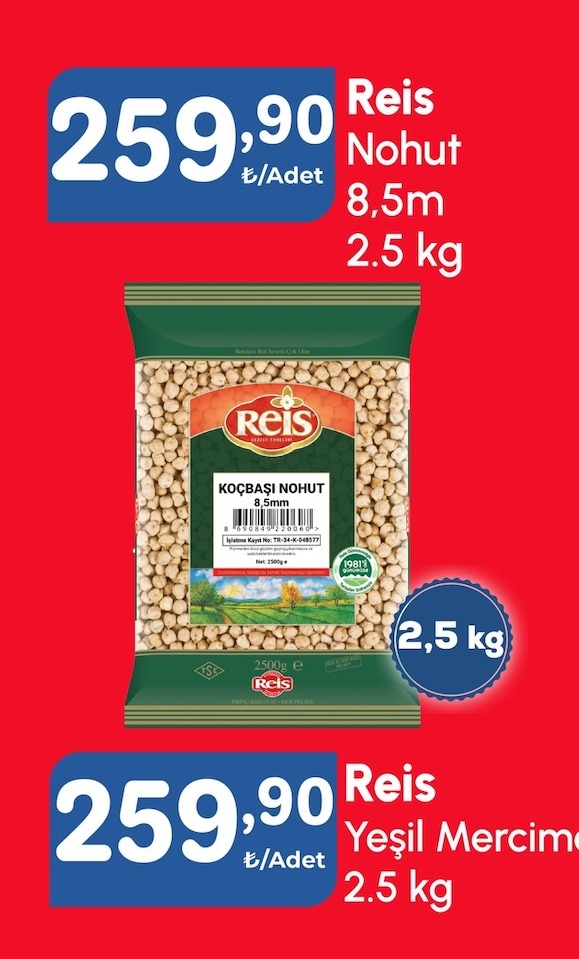Reis Nohut 8,5M 2.5 Kg