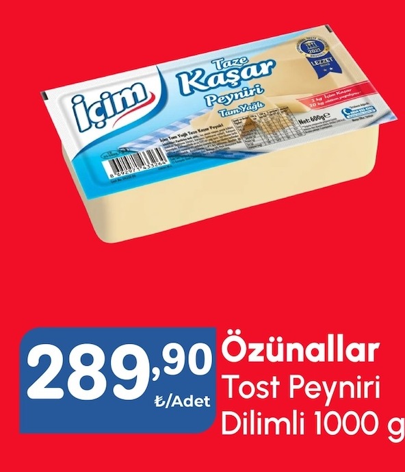 İçim Taze Kaşar Peyniri 1000 G