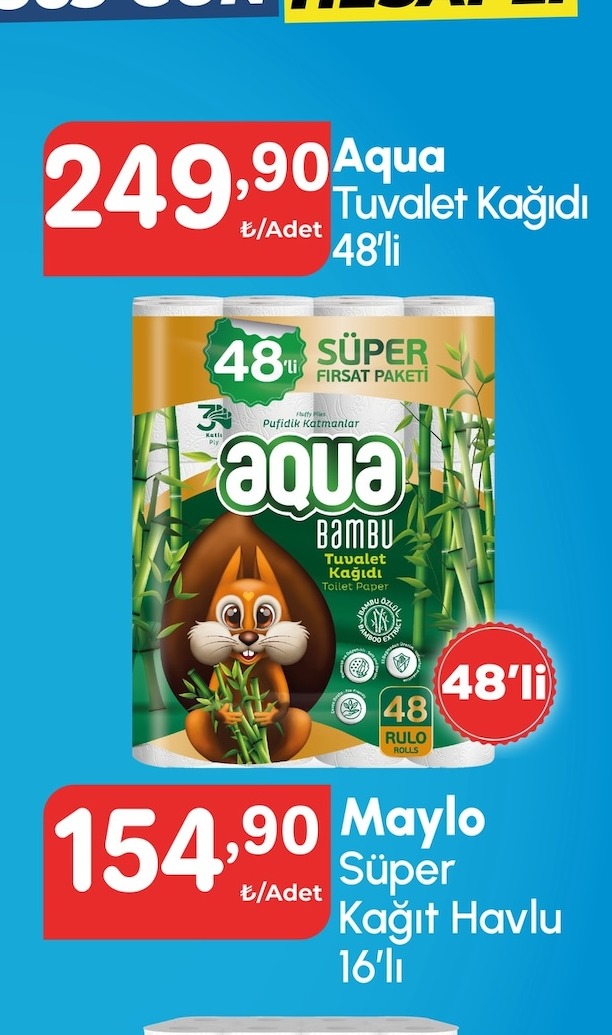 Aqua Bambu Tuvalet Kağıdı 48'Li