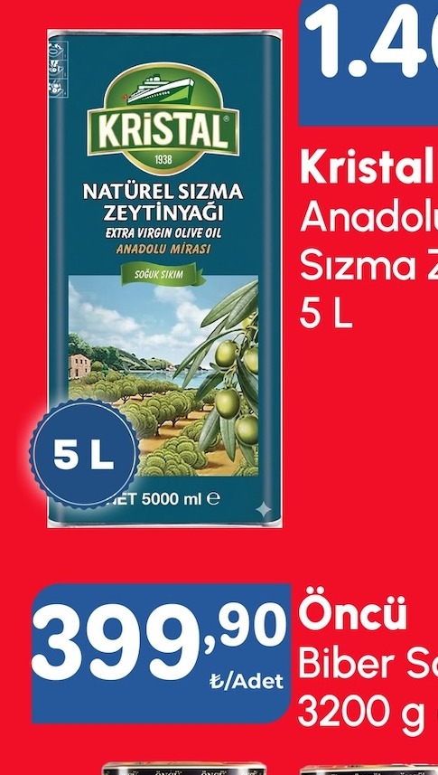 Kristal Sızma Zeytinyağı 5 L