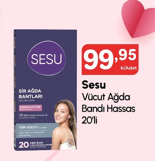 Sesu Vücut Ağda Bandı Hassas 20'Li
