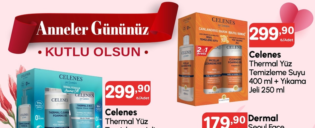 Celenes Thermal Yüz Temizleme Suyu 400 Ml + Yıkama Jeli 250 Ml