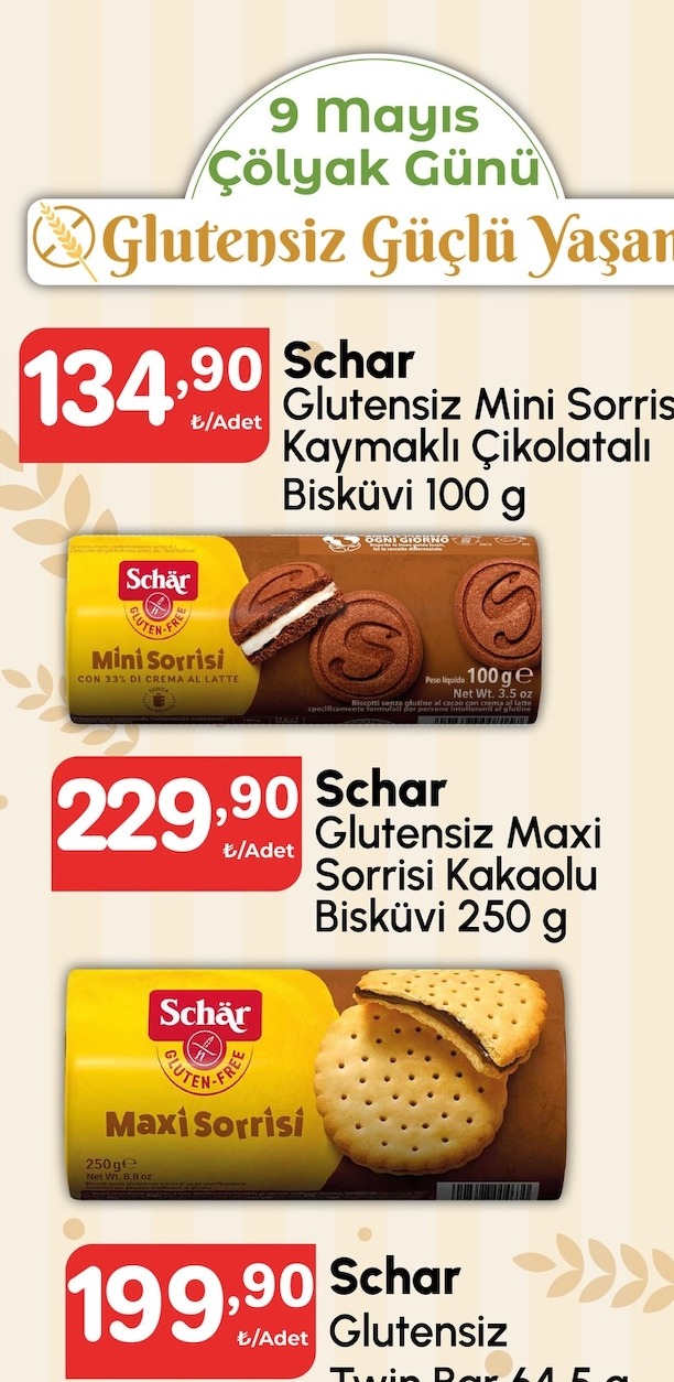 Schar Glutensiz Mini Sorrisi Kaymaklı Çikolatalı Bisküvi 100 G