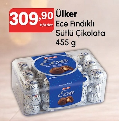 Ülker Ece Fındıklı Sütlü Çikolata 455 G