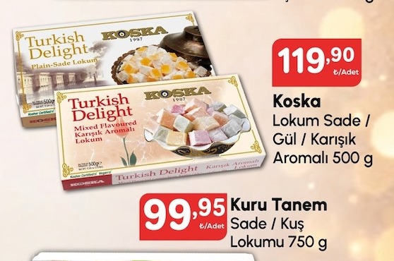 Koska Lokum Sade / Gül / Karışık Aromalı 500 G