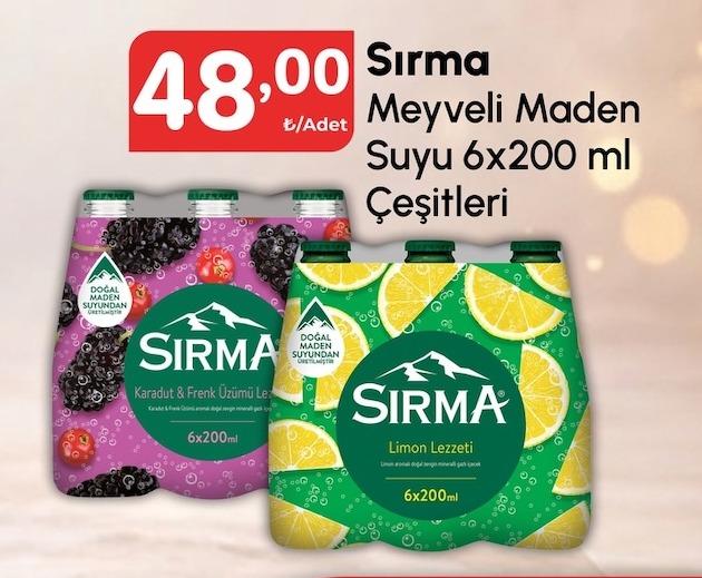 Sirma Meyveli Maden Suyu 6X200 Ml Çeşitleri