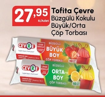 Tofita Çevre Büzgülü Kokulu Büyük/Orta Çöp Torbası