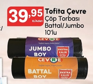 Tofita Çevre Çöp Torbası Battal/Jumbo 10'Lu