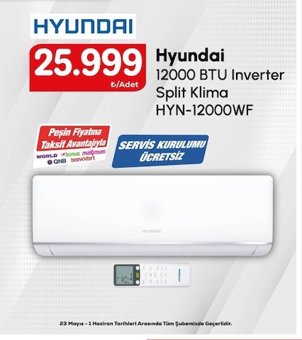 Hyundai 12000 Btu Inverter Split Klima Hy-12000Wf
