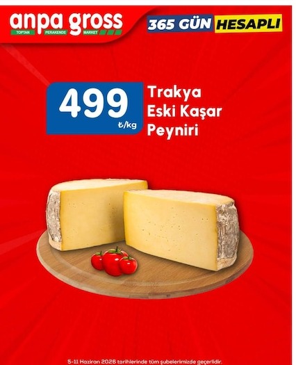 Anpa Gross Trakya Eski Kaşar Peyniri T/Kg