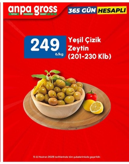 Anpa Gross Yeşil Çizik Zeytin T/Kg