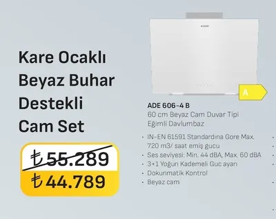 Arcelik Kare Ocaklı Beyaz Buhar Destekli Cam Set