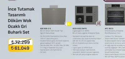 İnce Tutamak Tasarımlı Döküm Wok Ocaklı Gri Buharlı Set