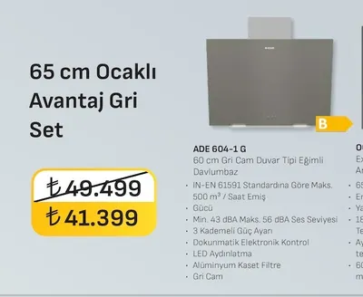 65 Cm Ocaklı Avantaj Gri Set