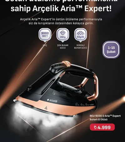 Arçelik Beu 9030 D Aria™ Expert Buharlı El Ütüsü