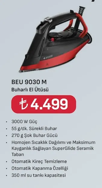 Arçelik Beu 9030 M Buharlı El Ütüsü