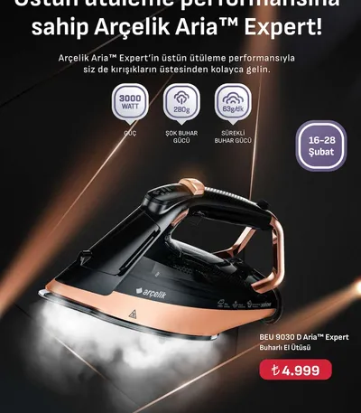 Arçelik Beu 9030 D Aria™ Expert Buharlı El Ütüsü