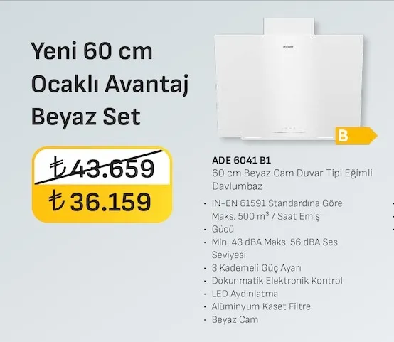 Arçelik Yeni 60 Cm Ocaklı Avantaj Beyaz Set