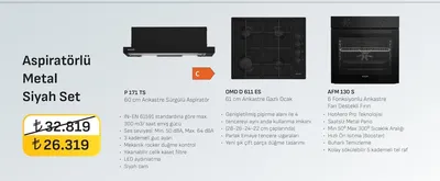 Arçelik Aspiratörlü Metal Siyah Set