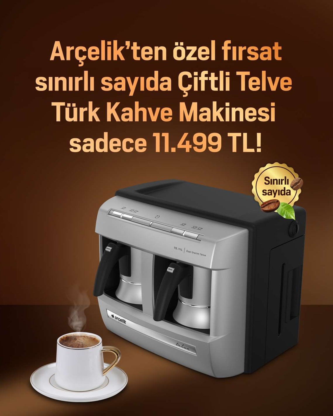 Çiftli Telveli Türk Kahve Makinesi