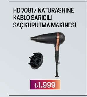 Hd 7081 / Naturashine Kablo Sarıcılı Saç Kurutma Makinesi