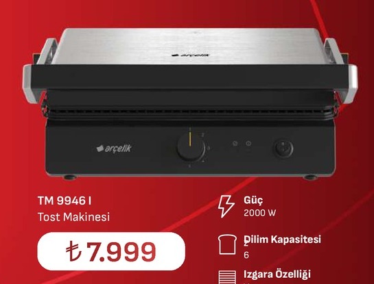 Tost Makinesi 2000W 6 Dilim