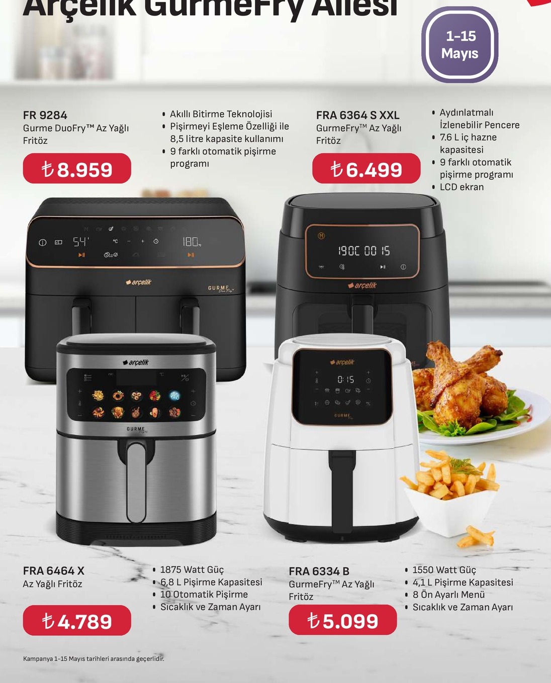 Arçelik Gurmefry Duo Fry Az Yagli Fritöz Fr 9284