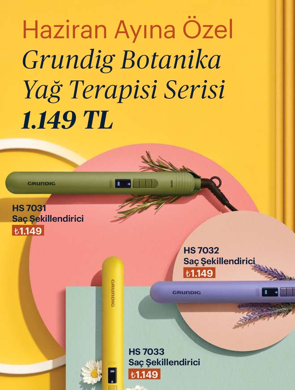 Grundig Botanika Yağ Terapisi Serisi Saç Şekillendirici Hs 7031