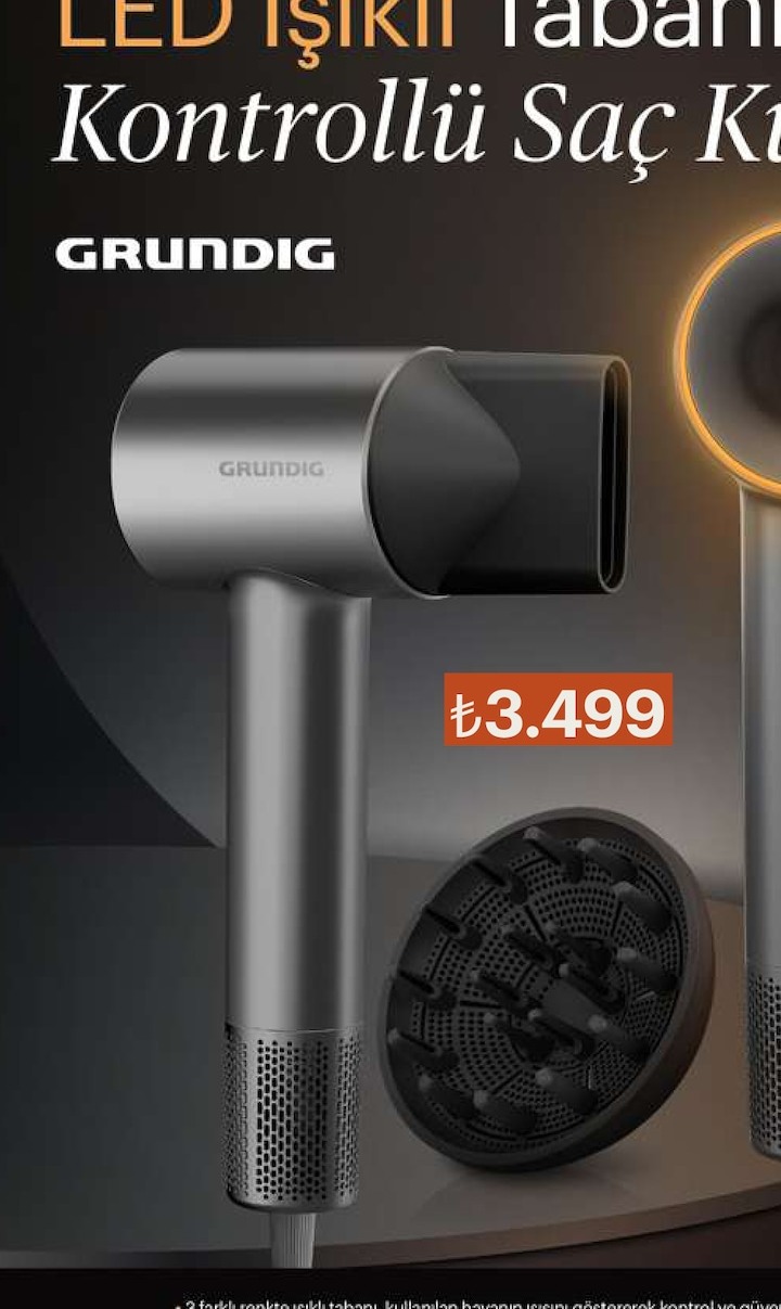 Grundig Led Işıklı Tabanlı Kontrollü Saç Kurutma Makinesi
