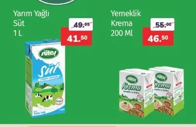 Sütaş Yarım Yağlı Süt 1 L