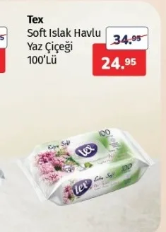 Tex Soft Islak Havlu Yaz Çiçeği 100'Lü