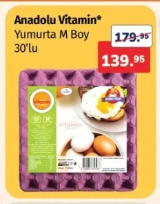 Anadolu Vitamin Yumurta M Boy 30'Lu