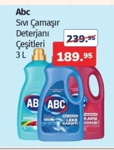 Abc Sıvı Çamaşır Deterjanı Çeşitleri 3 L