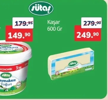Sütaş Kaşar 600 Gr
