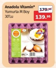 Anadolu Vitamin Yumurta M Boy 30'Lu