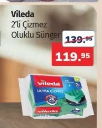 Vileda 2'Li Çizmez Oluklu Sünger
