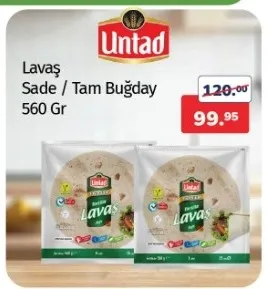 Untad Lavaş Sade / Tam Buğday 560 Gr