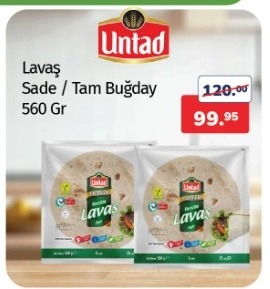 Untad Lavaş Sade / Tam Buğday 560 Gr