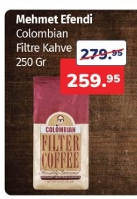 Mehmet Efendi Colombian Filtre Kahve 250 Gr
