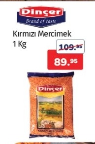 Dinçer Kırmızı Mercimek 1 Kg