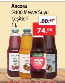 Ancora %100 Meyve Suyu Çeşitleri 1 L