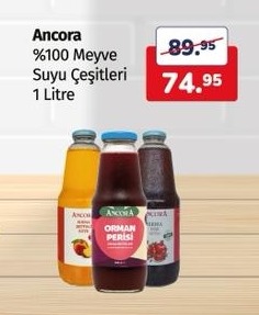 Ancora %100 Meyve Suyu Çeşitleri 1 Litre